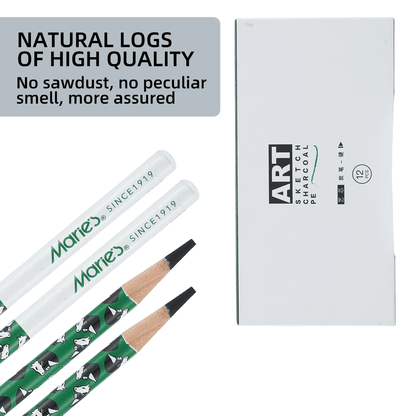 Professional Charcoal Pencils Set for Drawing & Sketching |  36-Pack Art Core Charcoal Pencils (12 Soft, 12 Medium, 12 Hard) | For Artists, Students