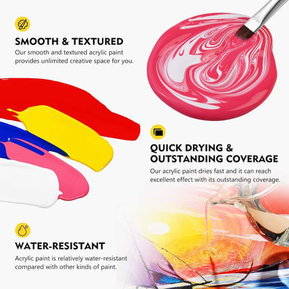 Acrylic Paint for Wall Art, 500ml(16.9Fl Oz), Rich Pigment, Waterproof Paint for Canvas/Wood/Clay, DIY Craft Supplies