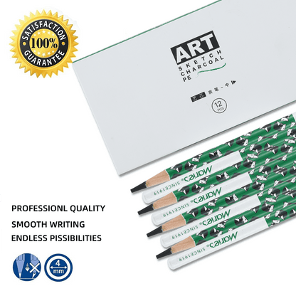 Professional Charcoal Pencils Set for Drawing & Sketching |  36-Pack Art Core Charcoal Pencils (12 Soft, 12 Medium, 12 Hard) | For Artists, Students