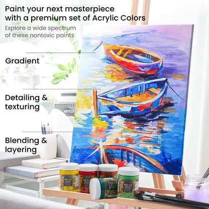 Professional Acrylic Paint 500ml (16.9Fl Oz Bottles)-Scarlet,Non Toxic Acrylic Paint No Fading Rich Pigment for Adults Artists Canvas Crafts Wood Painting,Large Surface Coverage