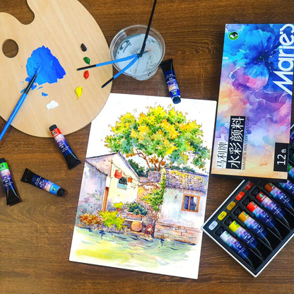 Watercolor Paint Set, 36 Colors x 12ml/0.4oz Tubes - Highly Pigmented, Perfect for Artists, Students, Beginners, Sketching & Illustration