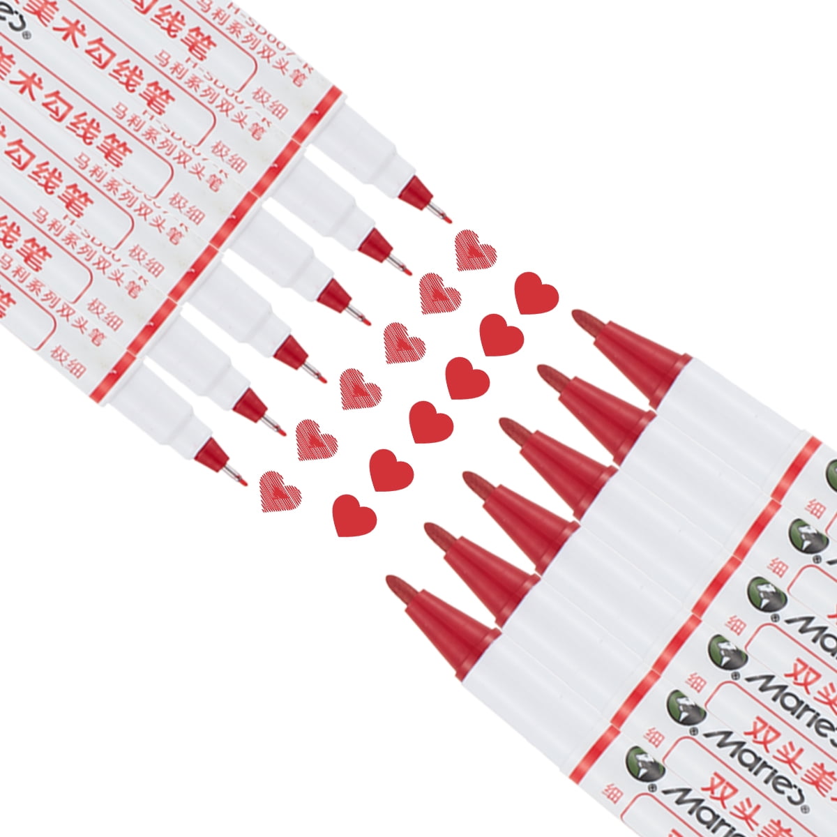 Twin Pen Dual Tip Marker, Red, Fine & Ultra Fine Point, Acrylic Paint Pens for Drawing/Sketching/Lettering, Art Supplies