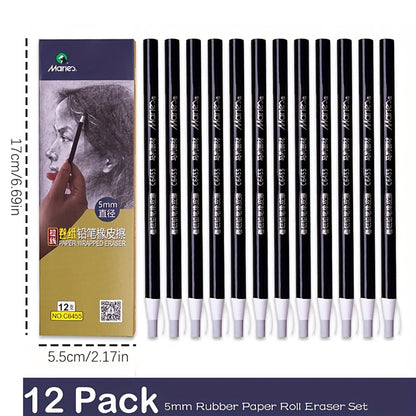 Paper Roll Eraser 5mm + 7mm, Pencil Eraser Pen with Pull String, Precision Highlight Eraser for Drafting Drawing Sketching Art Supplies