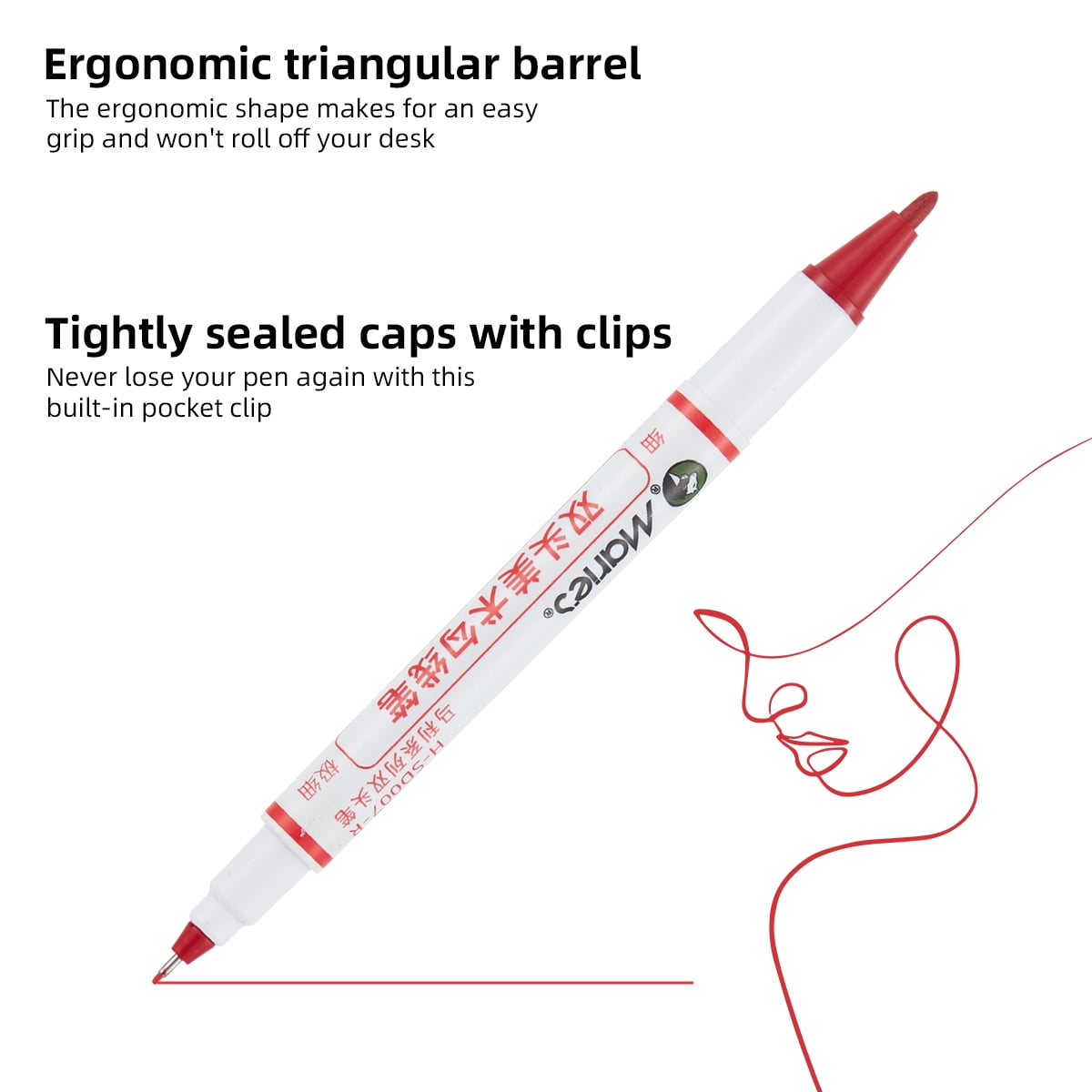 Twin Pen Dual Tip Marker, Red, Fine & Ultra Fine Point, Acrylic Paint Pens for Drawing/Sketching/Lettering, Art Supplies