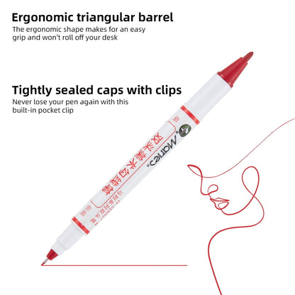Twin Pen Dual Tip Marker, Red, Fine & Ultra Fine Point, Acrylic Paint Pens for Drawing/Sketching/Lettering, Art Supplies