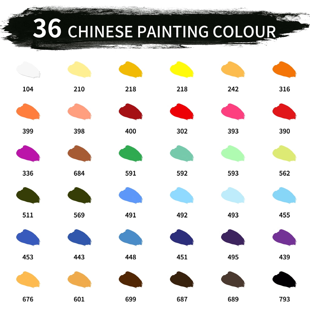 Marie's Artist Chinese Watercolor Paint Set - Professional Quality High Pigment for Vivid Color Mixing - 36 x 12 ml Tubes
