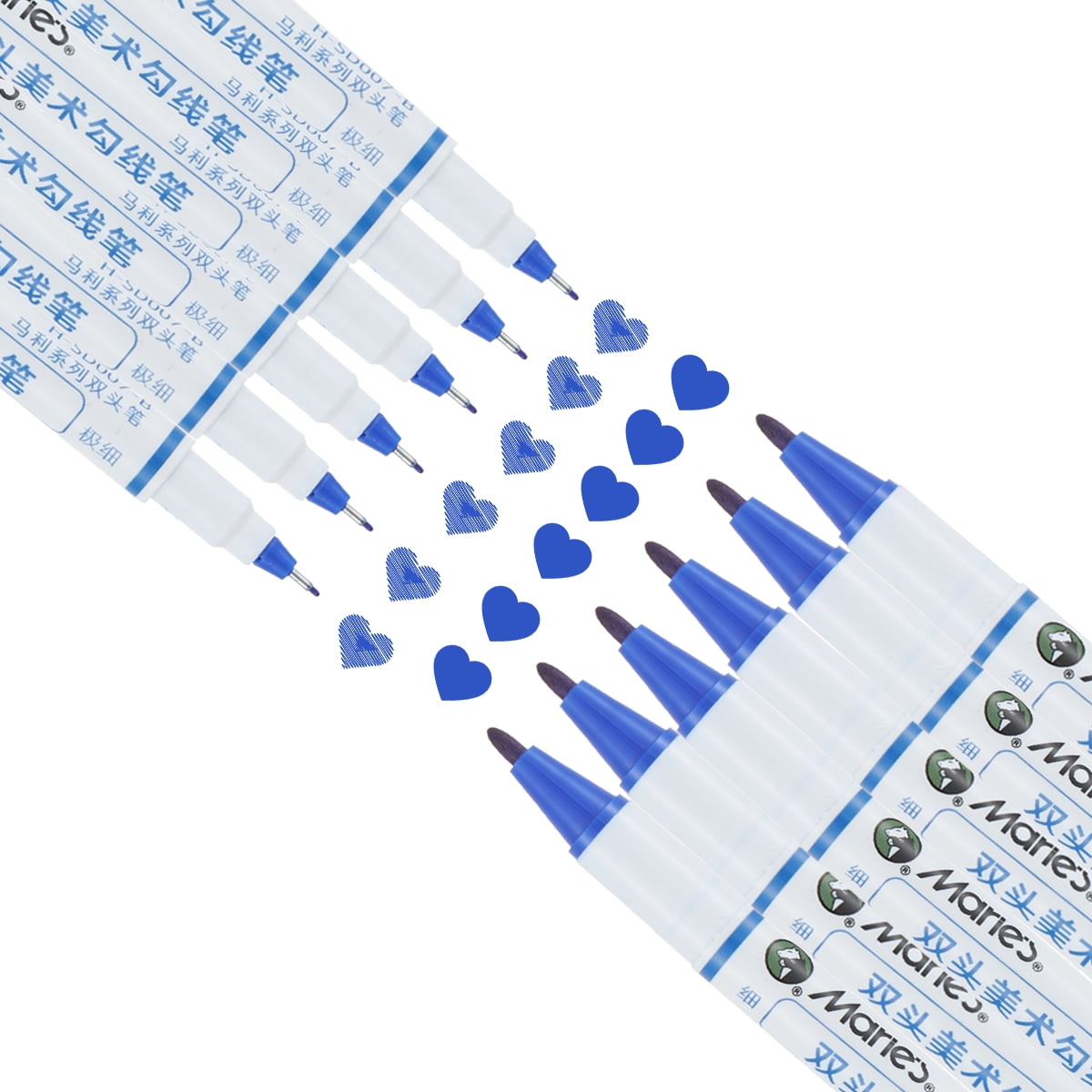 12pcs Double Tip Paint Marking Pen,Blue Waterproof Archival Ink Pens, Multi-Line Pens, Illustration Pens, Suitable for Sketching, Watercolor Painting, Anime, Comics, And Professional Drawing