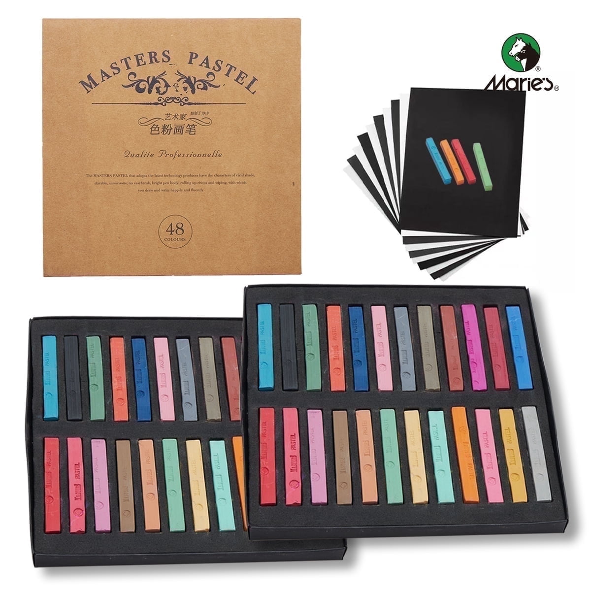 Colored Chalk Pastels – 48 Count, Vibrant Colors, Smooth Application, Ideal for Artists, Teachers, and Students