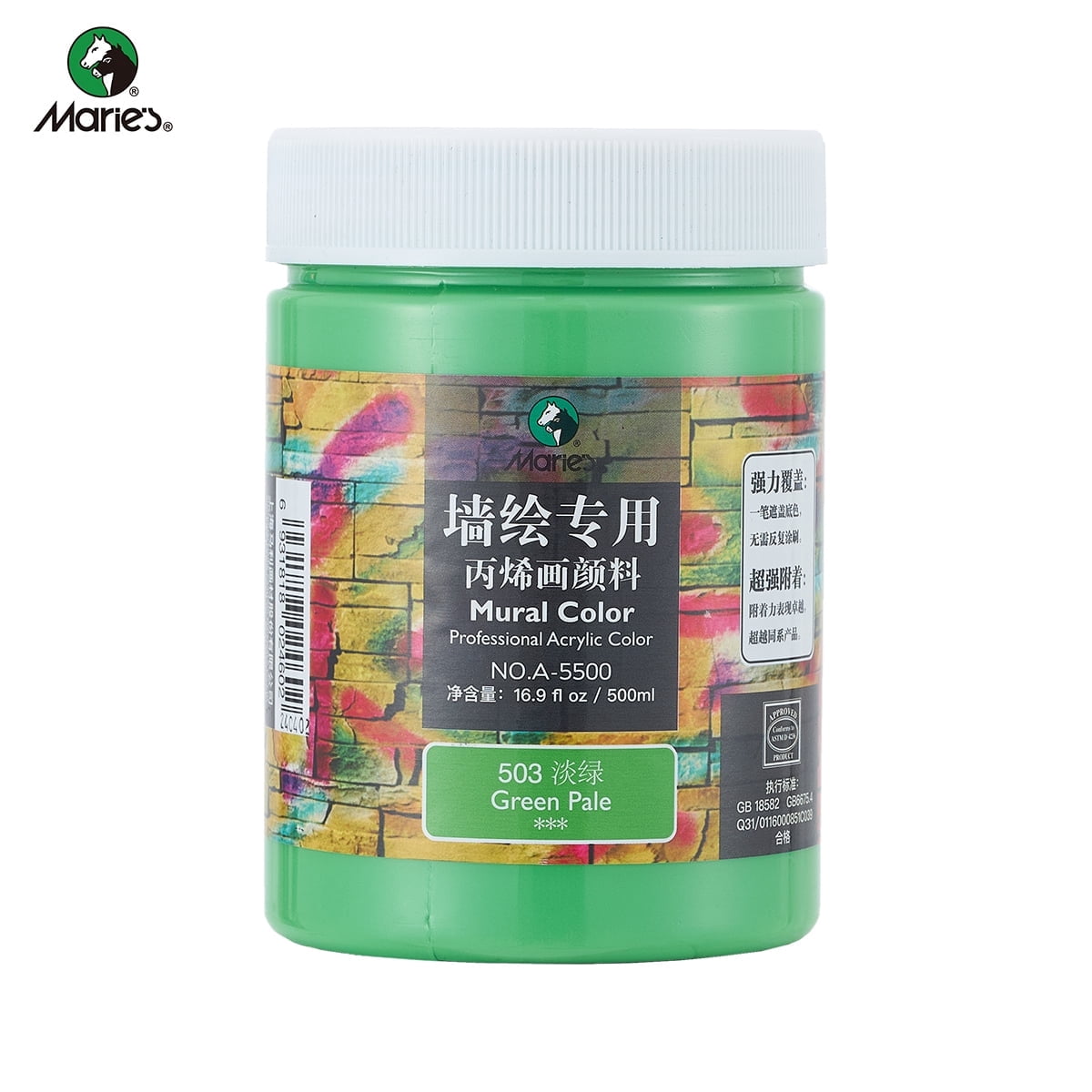 Acrylic Paint for Wall Art, 500ml(16.9Fl Oz), Rich Pigment, Waterproof Paint for Canvas/Wood/Clay, DIY Craft Supplies