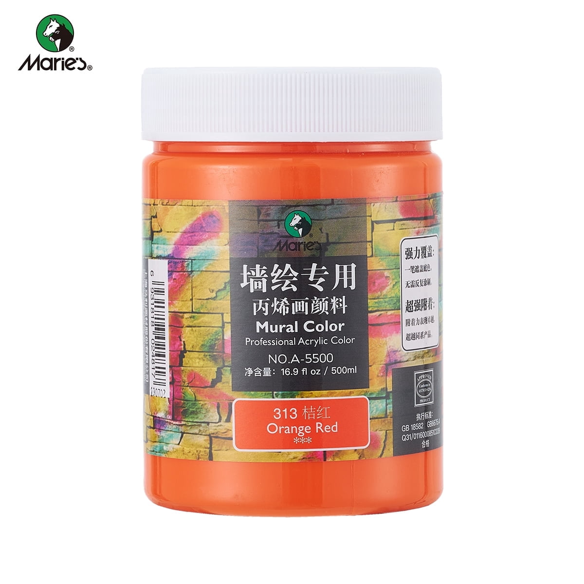 Acrylic Paint for Wall Art, 500ml(16.9Fl Oz), Rich Pigment, Waterproof Paint for Canvas/Wood/Clay, DIY Craft Supplies