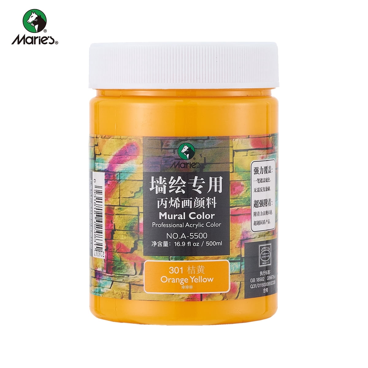 Acrylic Paint for Wall Art, 500ml(16.9Fl Oz), Rich Pigment, Waterproof Paint for Canvas/Wood/Clay, DIY Craft Supplies