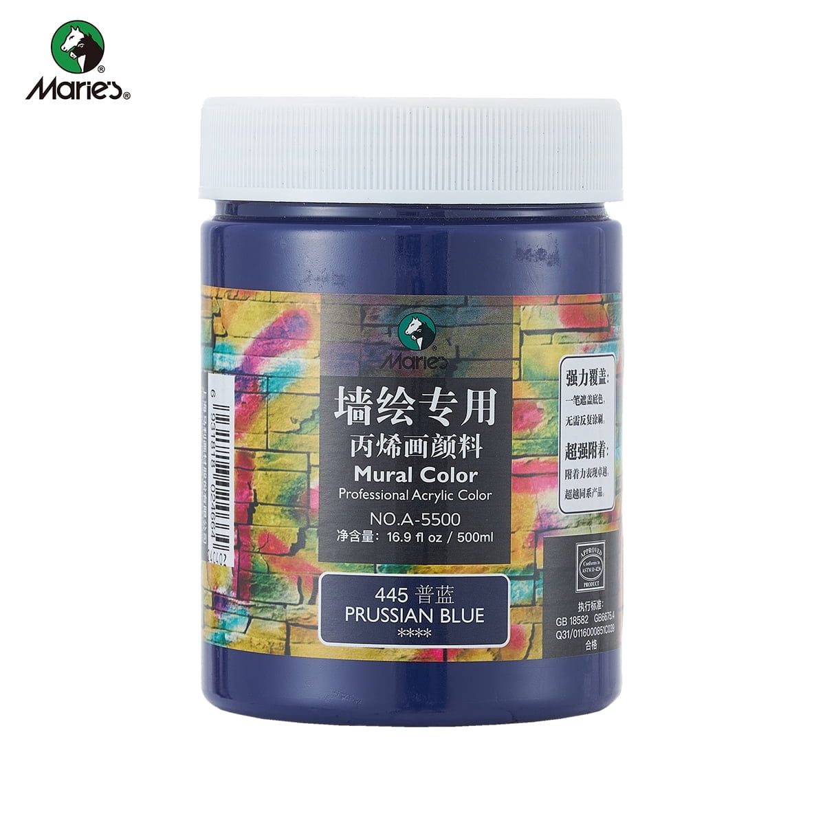 Acrylic Paint for Wall Art, 500ml(16.9Fl Oz), Rich Pigment, Waterproof Paint for Canvas/Wood/Clay, DIY Craft Supplies