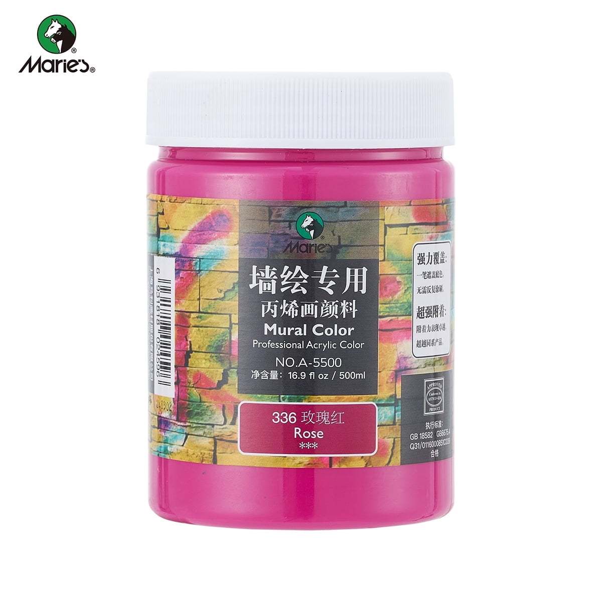 Acrylic Paint for Wall Art, 500ml(16.9Fl Oz), Rich Pigment, Waterproof Paint for Canvas/Wood/Clay, DIY Craft Supplies