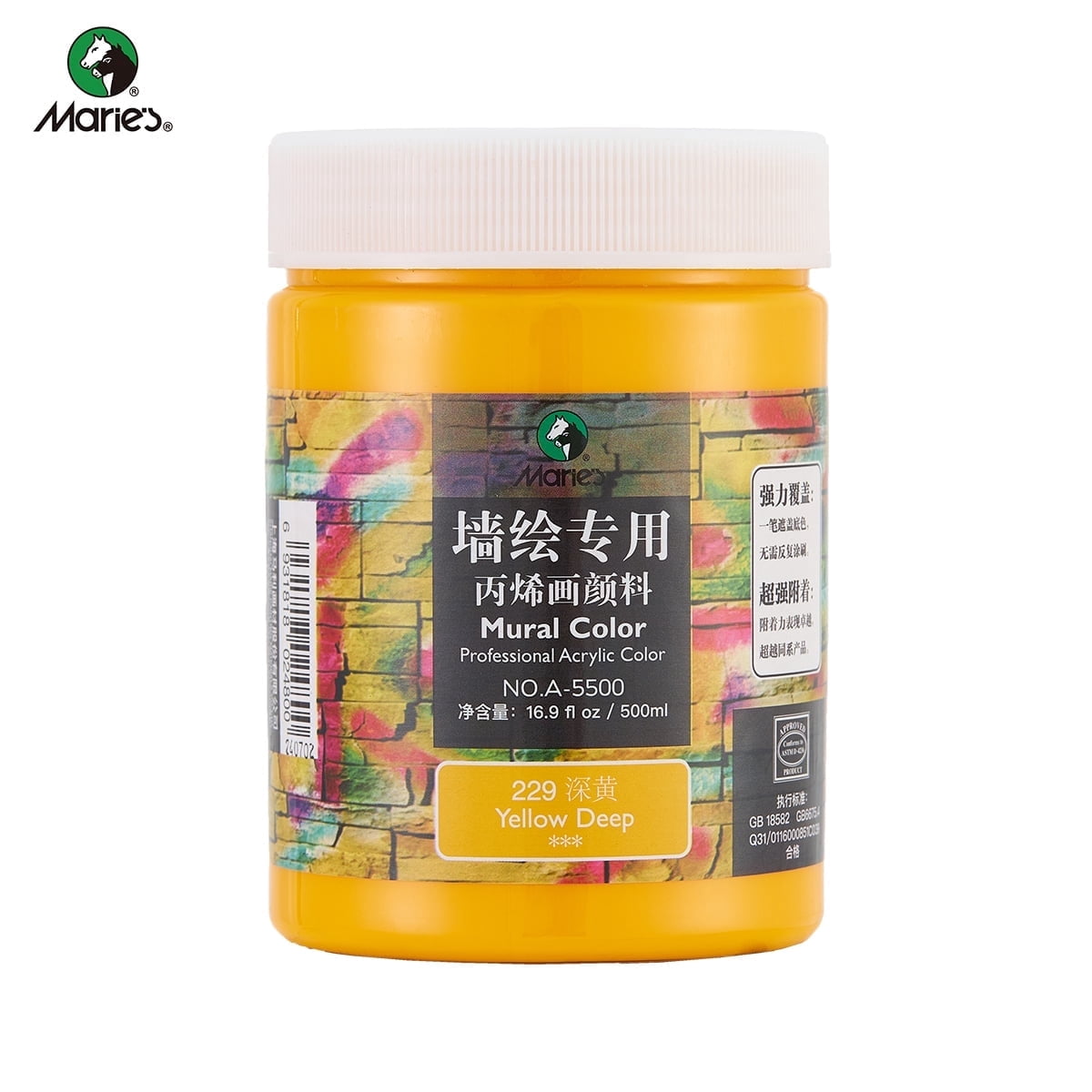 Acrylic Paint for Wall Art, 500ml(16.9Fl Oz), Rich Pigment, Waterproof Paint for Canvas/Wood/Clay, DIY Craft Supplies