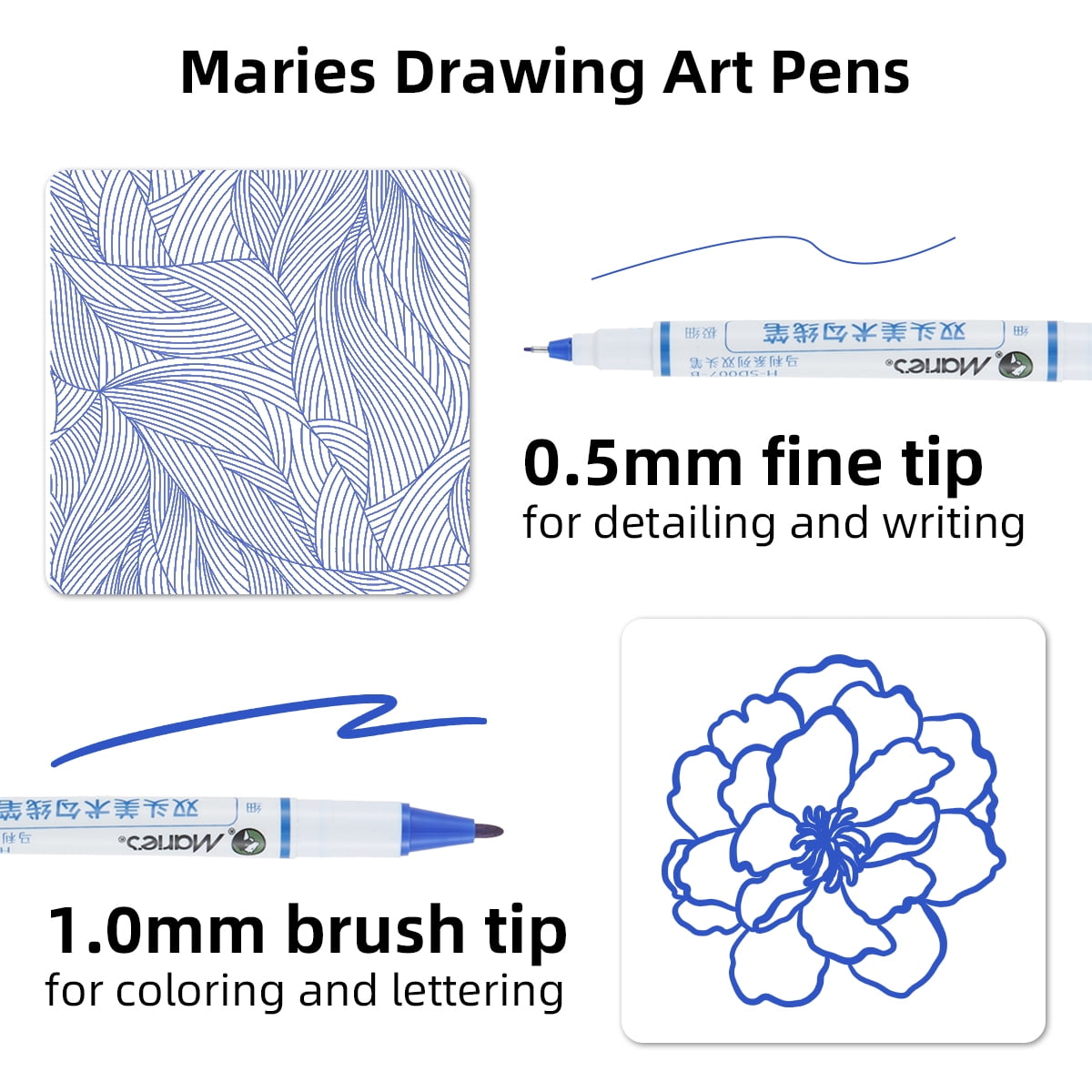 12pcs Double Tip Paint Marking Pen,Blue Waterproof Archival Ink Pens, Multi-Line Pens, Illustration Pens, Suitable for Sketching, Watercolor Painting, Anime, Comics, And Professional Drawing
