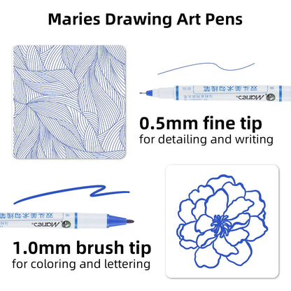 12pcs Double Tip Paint Marking Pen,Blue Waterproof Archival Ink Pens, Multi-Line Pens, Illustration Pens, Suitable for Sketching, Watercolor Painting, Anime, Comics, And Professional Drawing