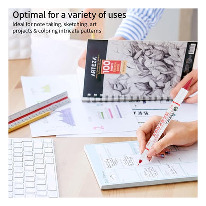 Twin Pen Dual Tip Marker, Red, Fine & Ultra Fine Point, Acrylic Paint Pens for Drawing/Sketching/Lettering, Art Supplies