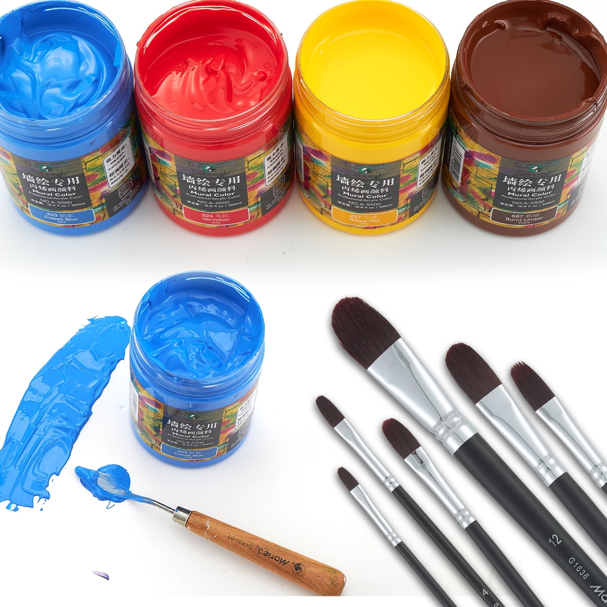 Professional Acrylic Paint 500ml (16.9Fl Oz Bottles)-Scarlet,Non Toxic Acrylic Paint No Fading Rich Pigment for Adults Artists Canvas Crafts Wood Painting,Large Surface Coverage