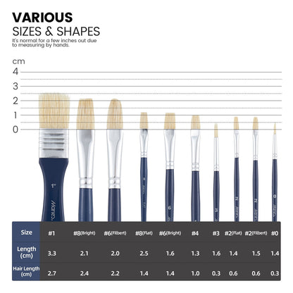 Paint Brushes Set of 10Pcs, Premium Paint Brushes for Acrylic, Oil, Watercolor Paintings, Art Supplies for Artists