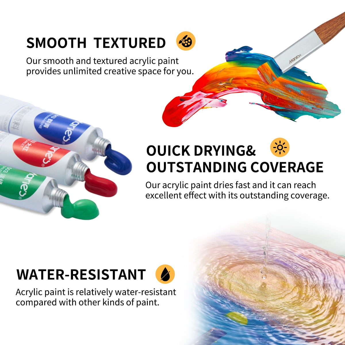 Acrylic Paint, 18 Colors x 12ml/0.4oz - Rich Pigments, Vibrant Colors for Canvas, Wood, Fabric & Crafts, Ideal for Artists, Beginners, Students & Hobbyists