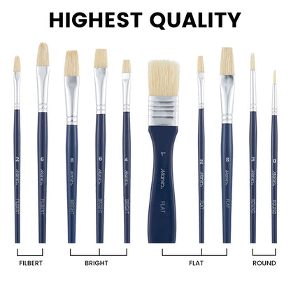 Paint Brushes Set of 10Pcs, Premium Paint Brushes for Acrylic, Oil, Watercolor Paintings, Art Supplies for Artists